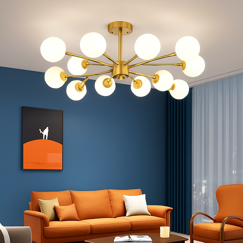 lustre moderne en verre led avec suspension pour décoration maison - vue 3 sur 13