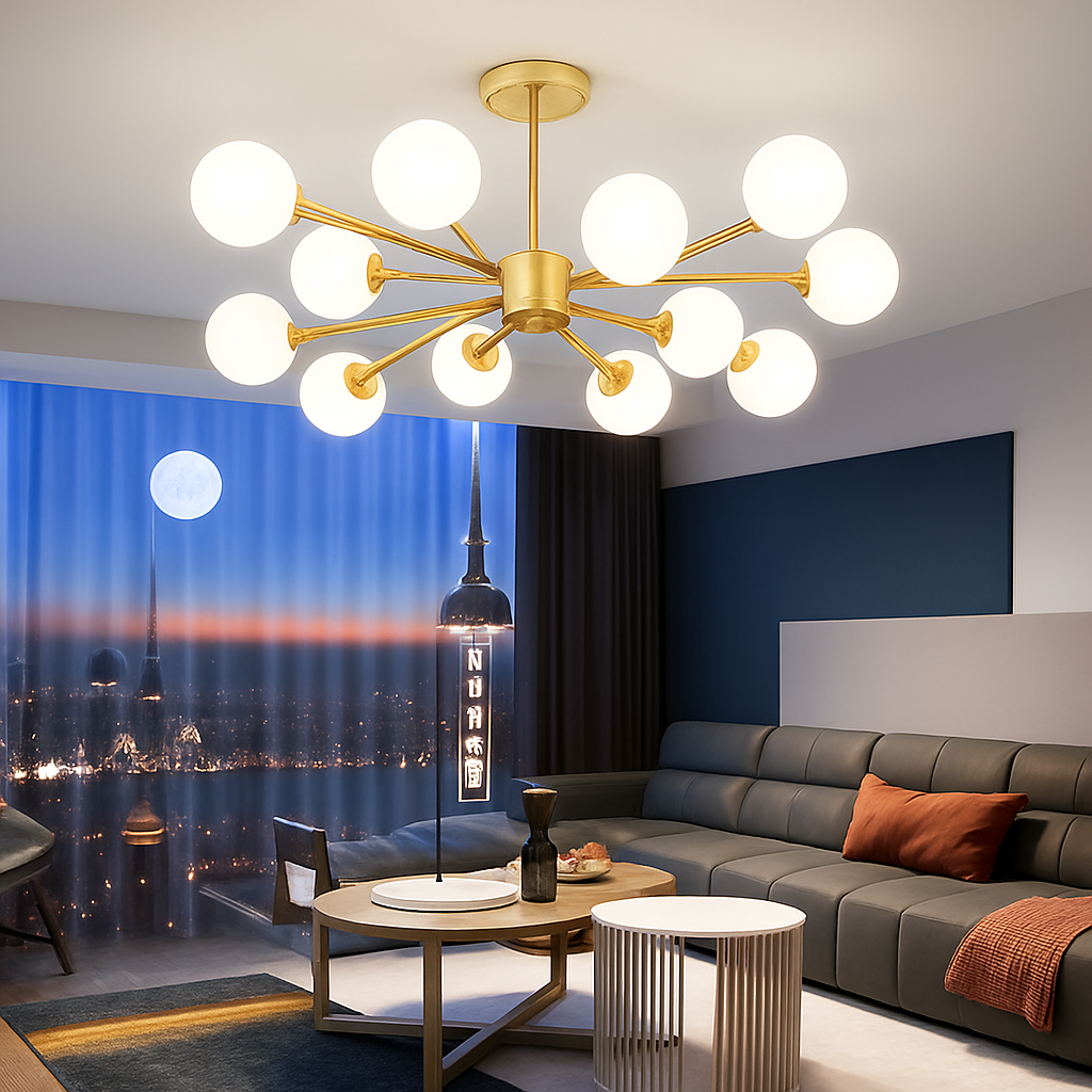 lustre moderne en verre led avec suspension pour décoration maison - vue 3 sur 13