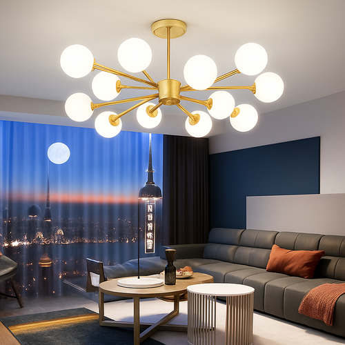 lustre moderne en verre led avec suspension pour décoration maison - vue 4 sur 13