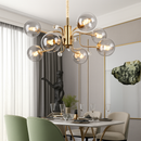 lustre moderne en verre transparent éclairage réglable design élégant