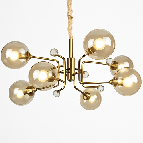 lustre moderne en verre transparent éclairage réglable design élégant - vue 2 sur 18