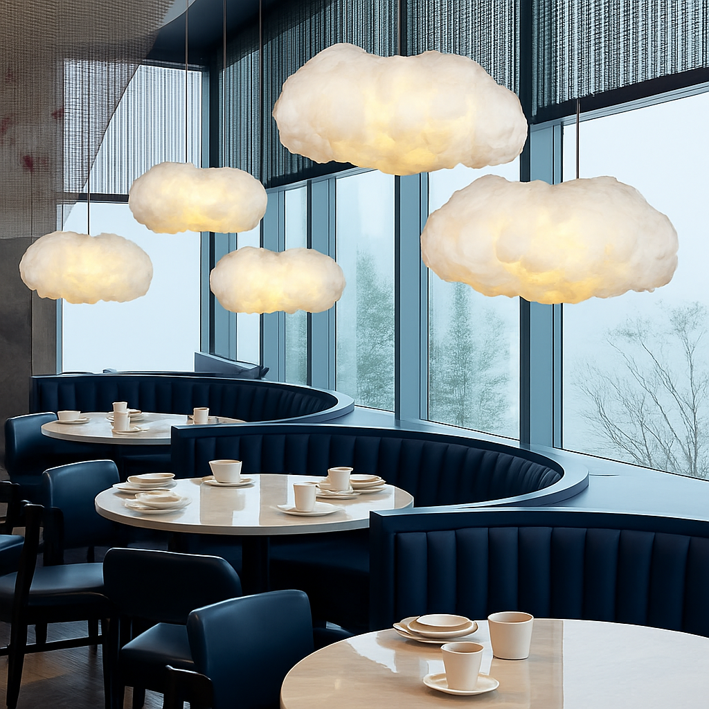 lustre moderne led en forme de nuage flottant pour restaurant - vue 3 sur 25