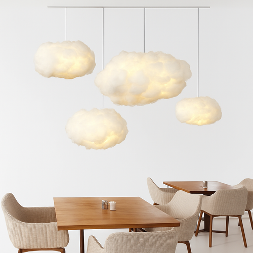 lustre moderne led en forme de nuage flottant pour restaurant - vue 6 sur 25