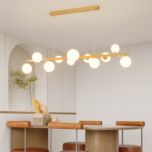 lustre moderne à led imitation fer et bois décoratif - vue 2 sur 11