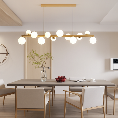 lustre moderne à led imitation fer et bois décoratif - vue 3 sur 11