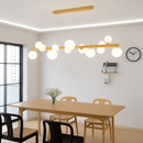 lustre moderne à led imitation fer et bois décoratif