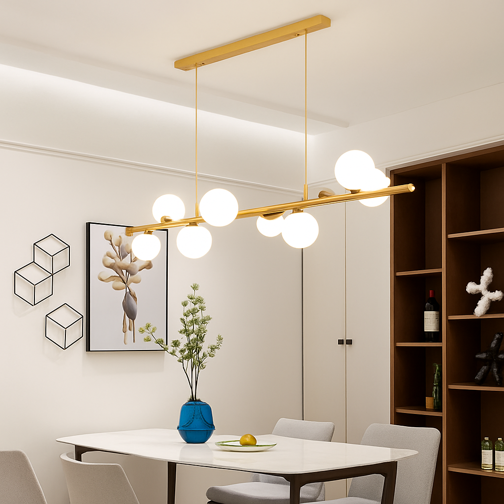 lustre moderne à led imitation fer et bois décoratif - vue 4 sur 11