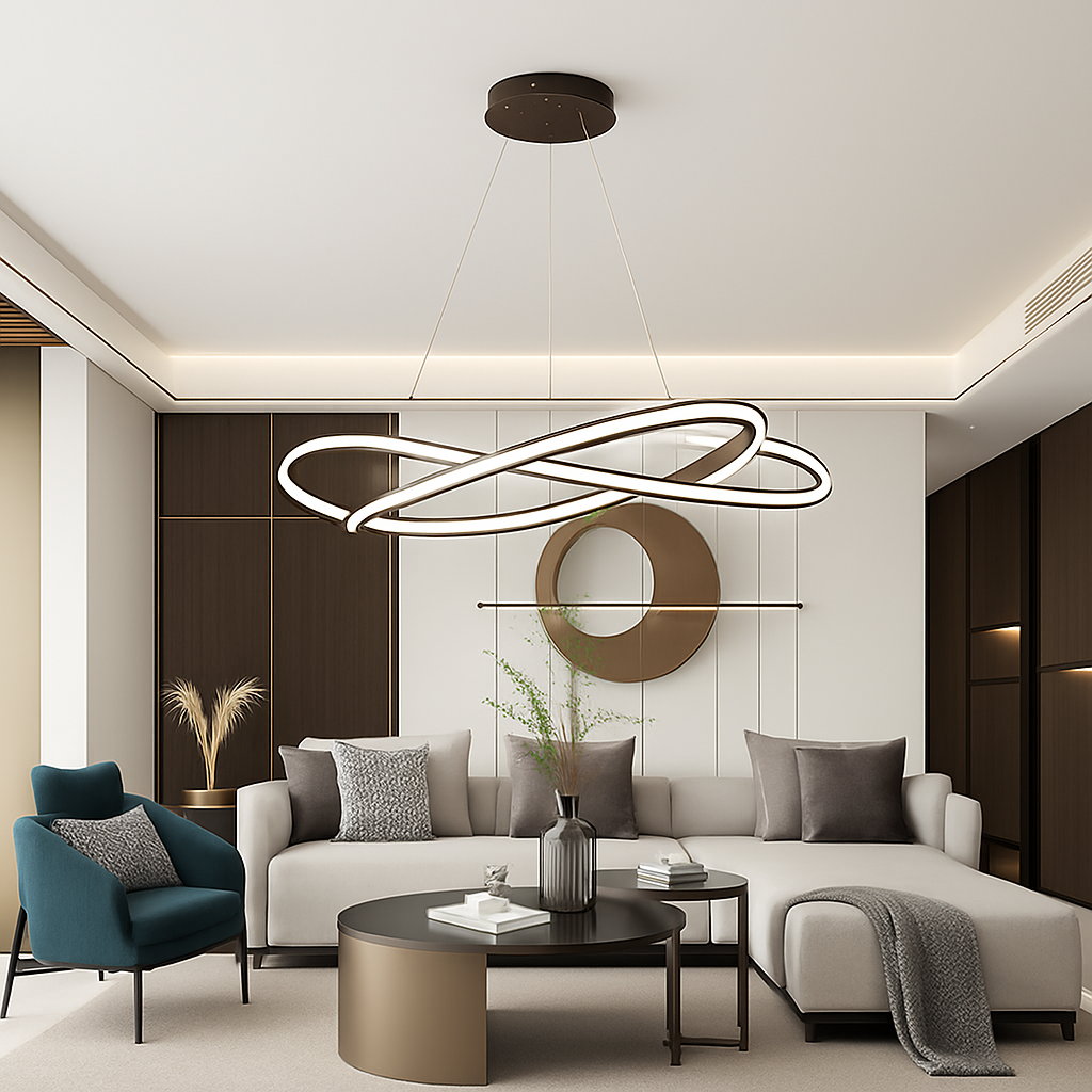lustre moderne à led pour décoration intérieure élégante - vue 6 sur 12