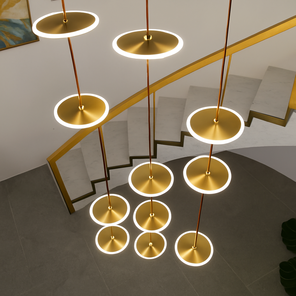 lustre moderne à led pour escalier design et élégant - vue 3 sur 13