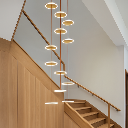 lustre moderne à led pour escalier design et élégant - vue 5 sur 13