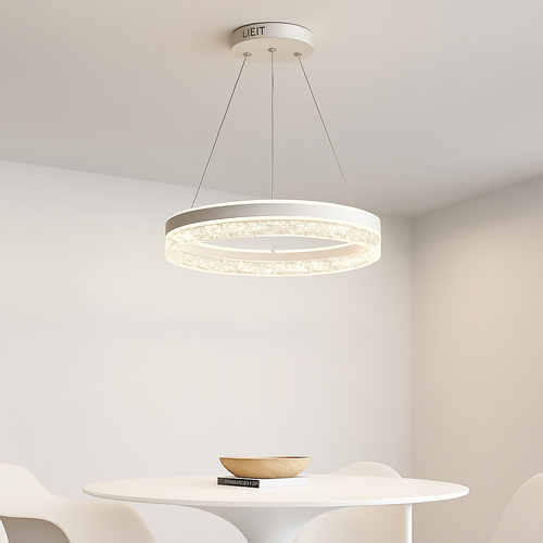 lustre moderne minimaliste led avec anneaux en cristal - vue 3 sur 15