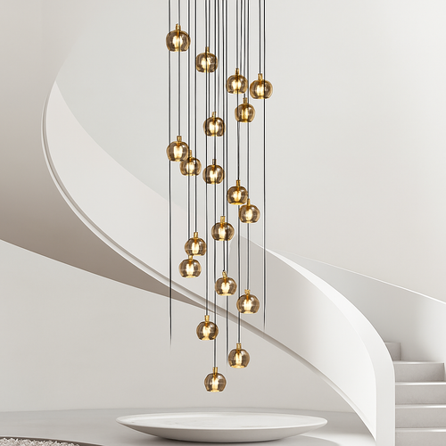 lustre moderne noir et doré éclairage led design élégant - vue 5 sur 14