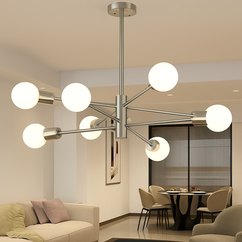 lustre moderne spoutnik satellite à 2/4/8 têtes suspendu - vue 3 sur 10