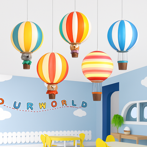 lustre montgolfière créatif lampe enfant décoration crèche école - vue 2 sur 5