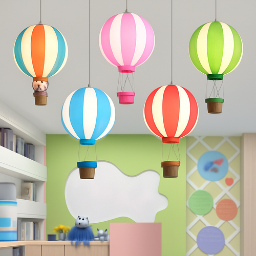 lustre montgolfière créatif lampe enfant décoration crèche école - vue 3 sur 5