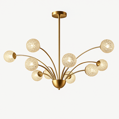 lustre nordique en cuivre et cristal design élégant et luxueux - vue 2 sur 16