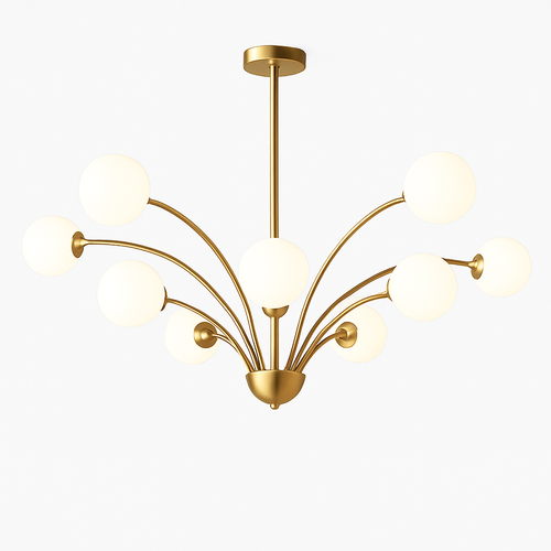 lustre nordique en cuivre et cristal design élégant et luxueux - vue 3 sur 16