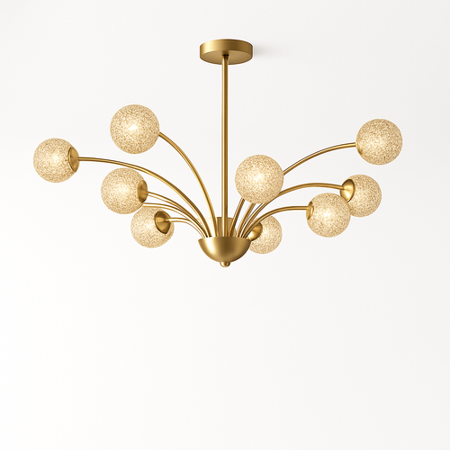 lustre nordique en cuivre et cristal design élégant et luxueux - vue 4 sur 16