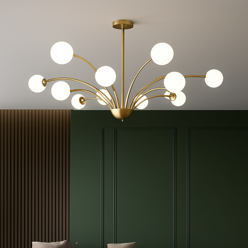 lustre nordique en cuivre et cristal design élégant et luxueux - vue 5 sur 16