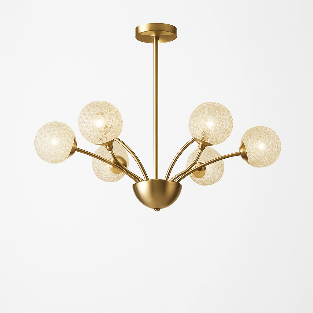lustre nordique en cuivre et cristal design élégant et luxueux - vue 5 sur 16
