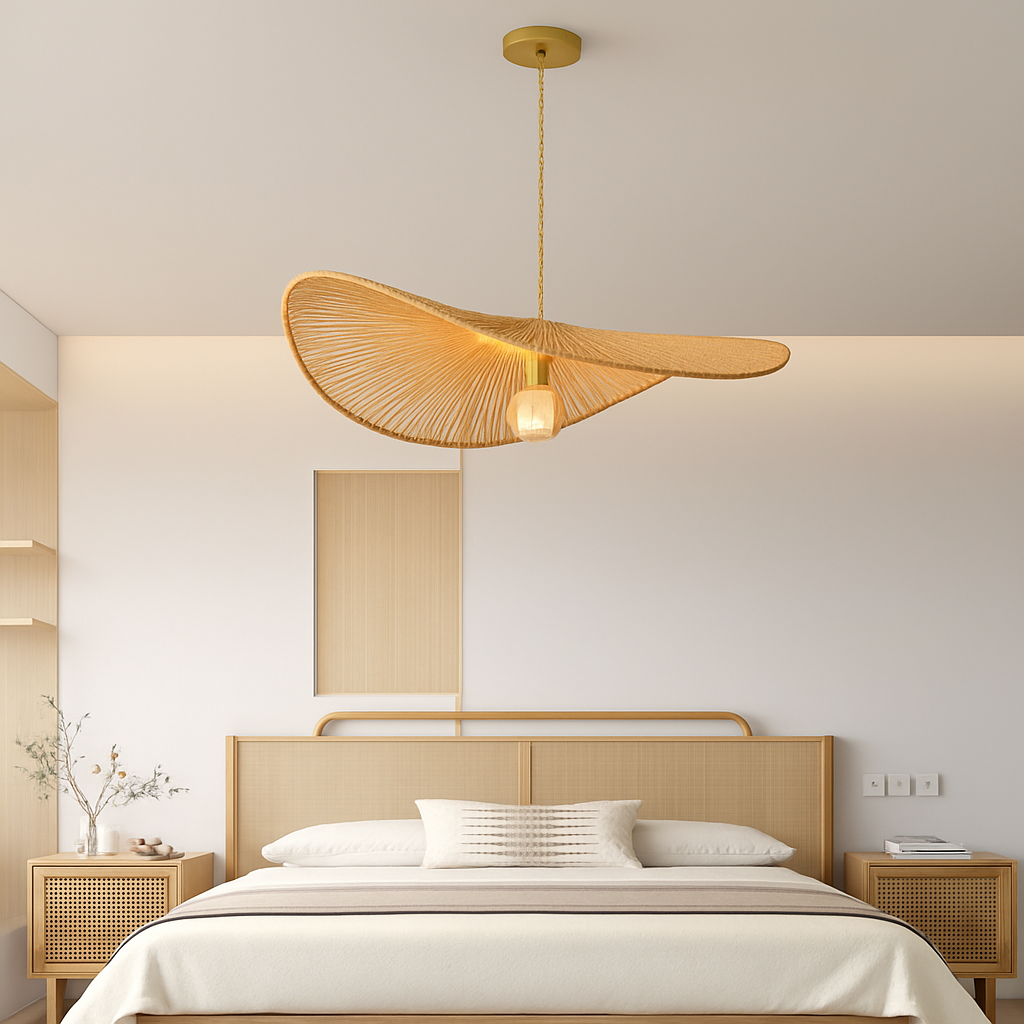 lustre nordique en paille pour décoration moderne intérieure - vue 4 sur 9