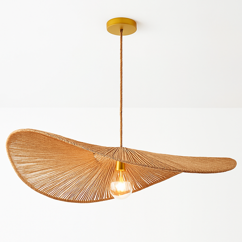lustre nordique en paille pour décoration moderne intérieure - vue 5 sur 9