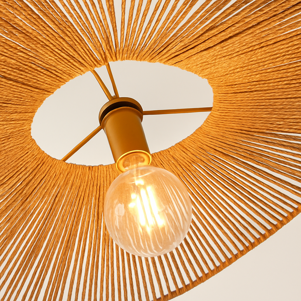 lustre nordique en paille pour décoration moderne intérieure - vue 6 sur 9
