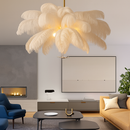 lustre nordique en plumes d'autruche naturelles suspendu