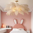 lustre nordique en plumes d'autruche naturelles suspendu