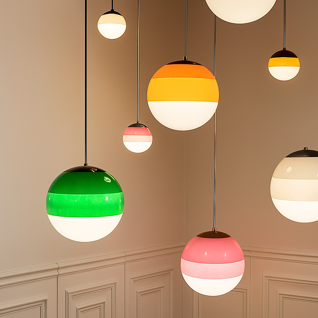 lustre nordique en verre dégradé à suspension led créatif - vue 3 sur 12