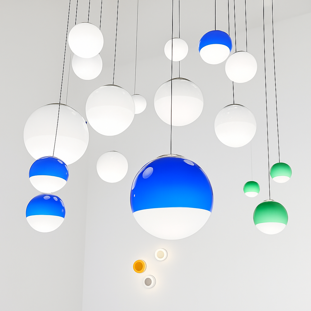 lustre nordique en verre dégradé à suspension led créatif - vue 5 sur 12