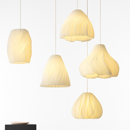lustre nordique à fleurs imprimées 3d pour restaurant et bar - vue 3 sur 15