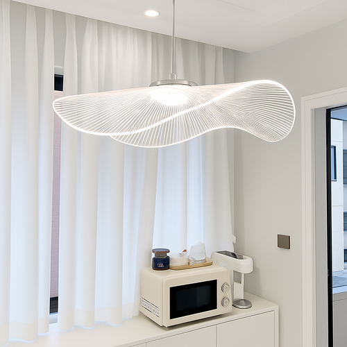 lustre nordique led acrylique design vagues postmoderne - vue 4 sur 11