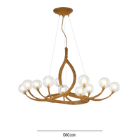 lustre nordique rétro en verre led avec branche d'arbre