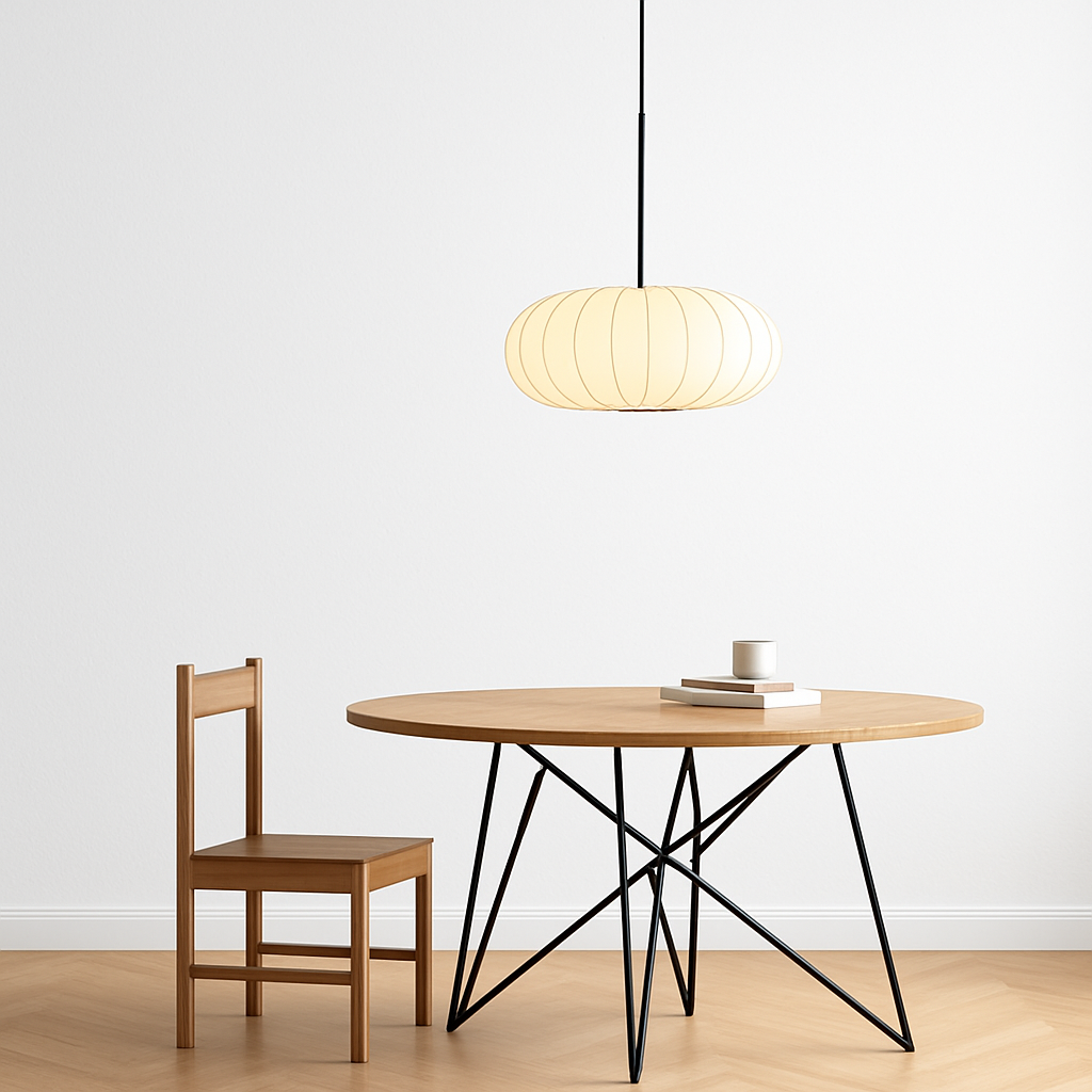 lustre nordique simple wabi sabi en soie led loft - vue 3 sur 10