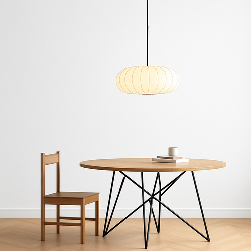 lustre nordique simple wabi sabi en soie led loft - vue 3 sur 10
