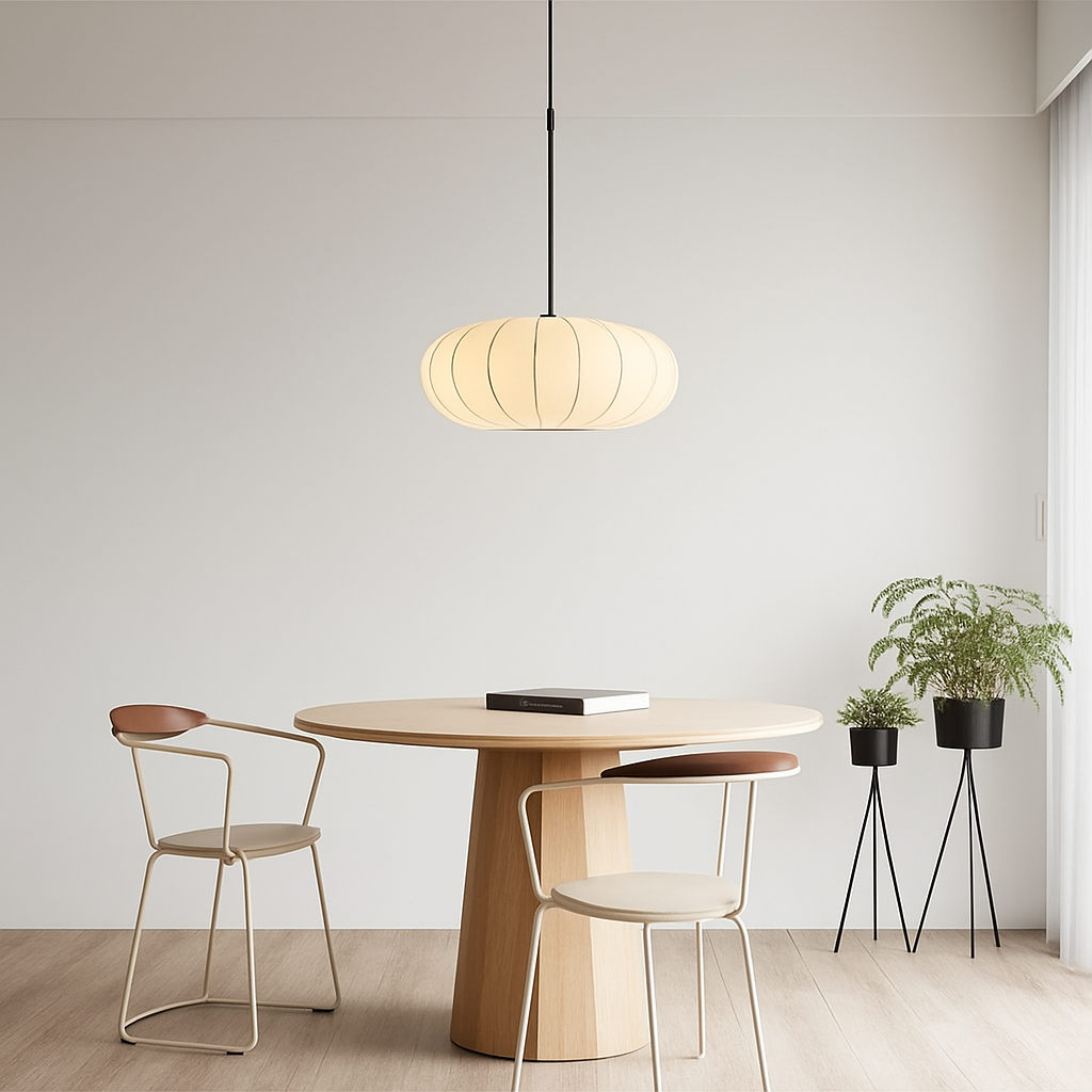 lustre nordique simple wabi sabi en soie led loft - vue 5 sur 10