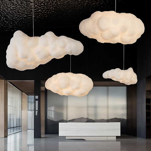 lustre nuages blancs en soie coton led pour enfants - vue 2 sur 12