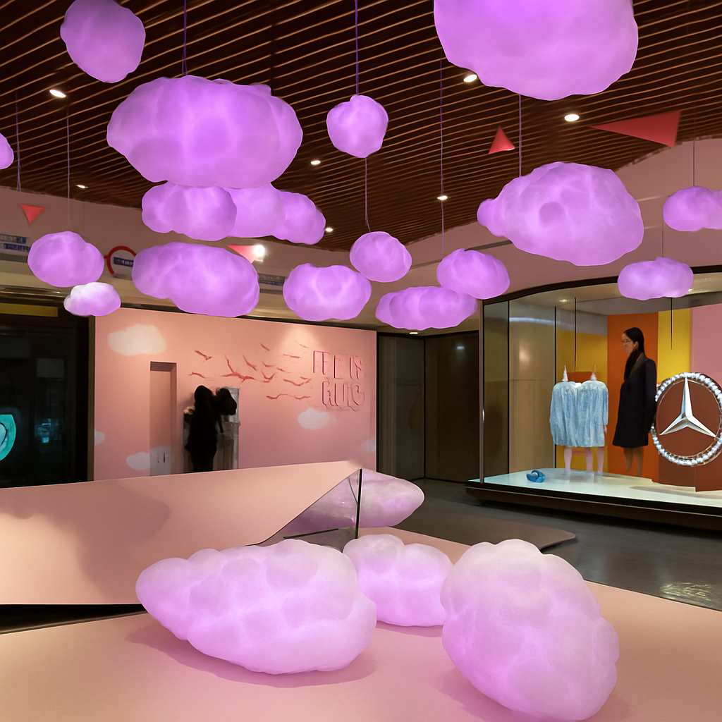 lustre nuages blancs en soie coton led pour enfants - vue 3 sur 12