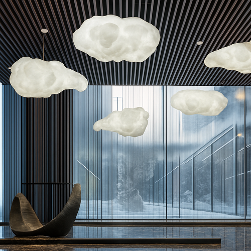 lustre nuages blancs en soie coton led pour enfants - vue 5 sur 12