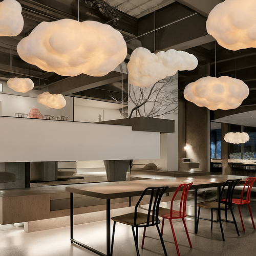 lustre nuages blancs en soie coton led pour enfants - vue 6 sur 12