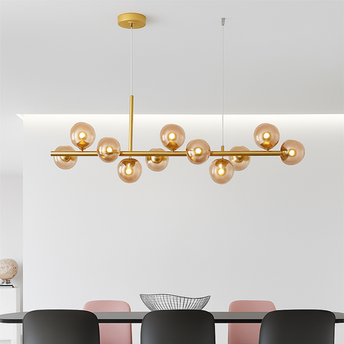 lustre post-moderne créatif en verre suspendu avec bande longue - vue 3 sur 24