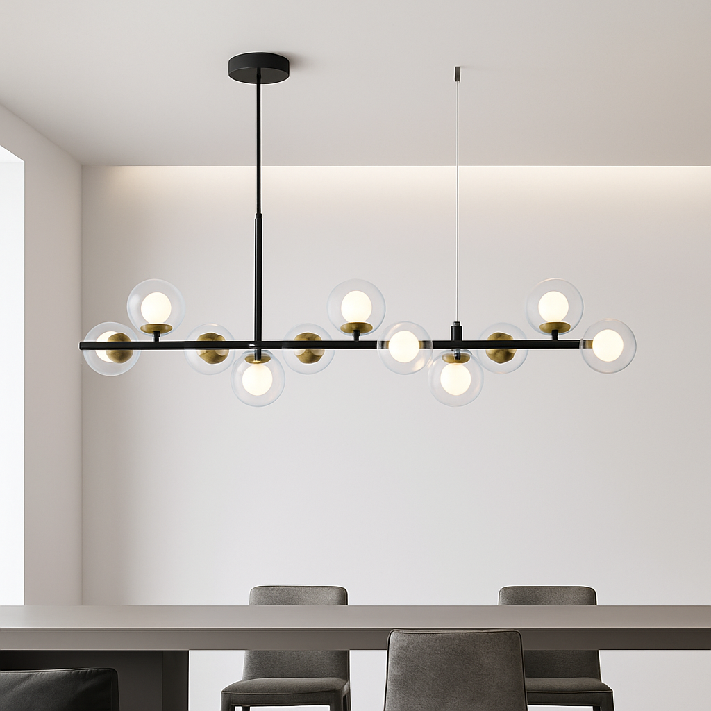lustre post-moderne créatif en verre suspendu avec bande longue - vue 3 sur 24