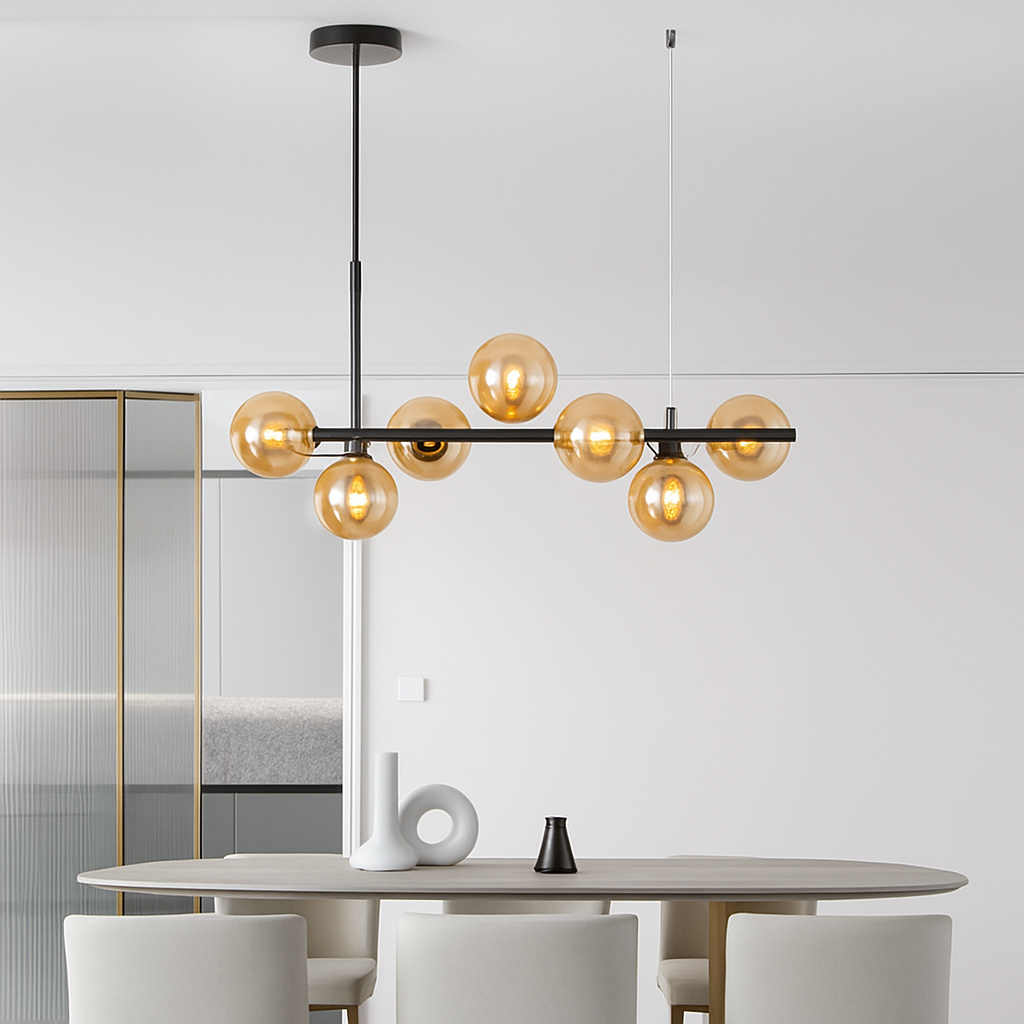 lustre post-moderne créatif en verre suspendu avec bande longue - vue 5 sur 24