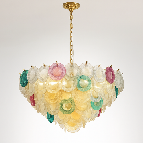 lustre postmoderne en fer et verre coloré design élégant pour éclairage intérieur - vue 2 sur 6