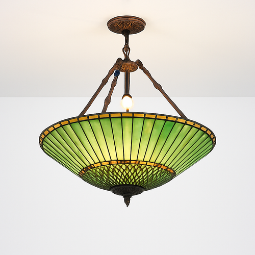lustre rétro américain en vitrail style tiffany - vue 2 sur 8