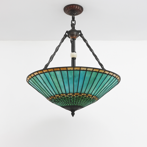 lustre rétro américain en vitrail style tiffany - vue 6 sur 8