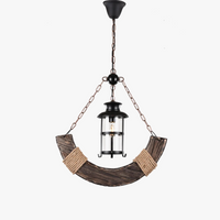 lustre rétro en bois pour ambiance campagne et nostalgique