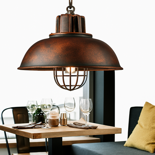 lustre rétro en fer suspension café design industriel - vue 3 sur 7
