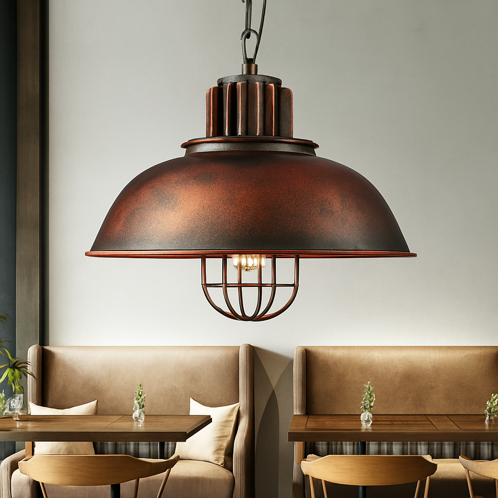 lustre rétro en fer suspension café design industriel - vue 5 sur 7
